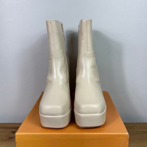 New Chase and Chloe Rayla Platform Boot in Nude Faux Leather Women's Size 11 - Picture 2 of 8